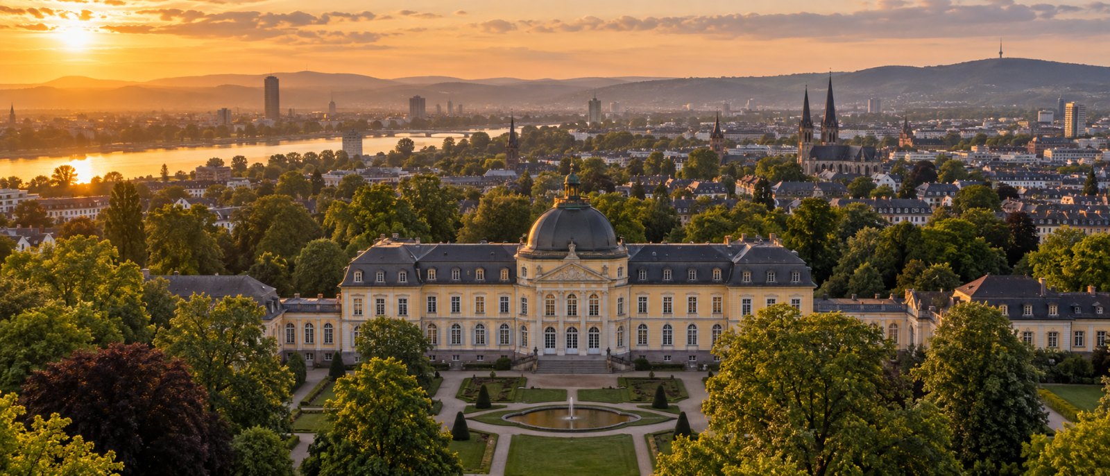 Poppelsdorfer Schloss in Bonn zur goldenen Stunde