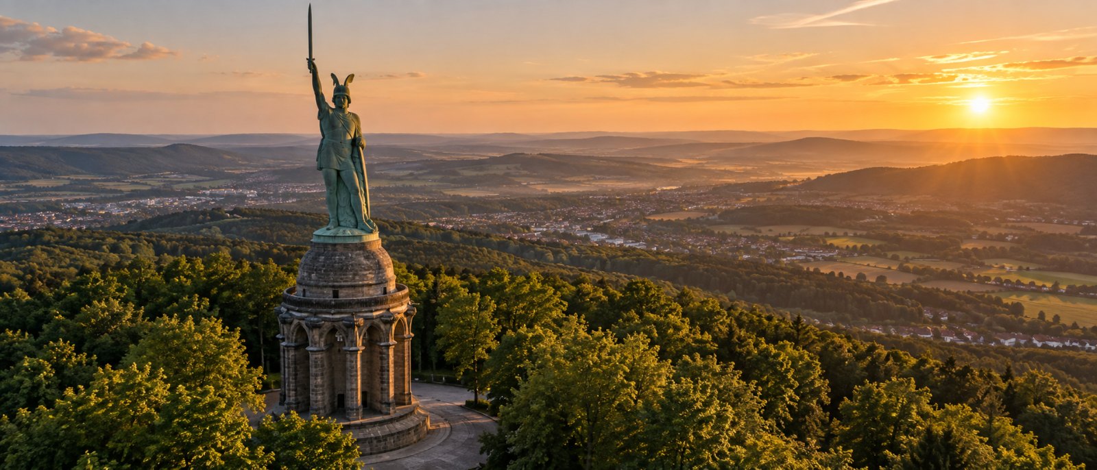 Hermannsdenkmal bei Detmold zur goldenen Stunde